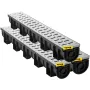 VEVOR Trench Drain System, Channel Drain with Metal Grate, 150x130 mm HDPE Drainage Trench, Black Plastic Garage Floor Drain, 3x