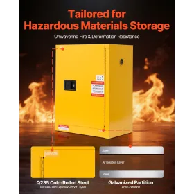 VEVOR Flammable Cabinet, 59 x 46 x 90 cm, 13 Gallon Flammable Storage Cabinet with Adjustable Shelf, Cold-Rolled and Galvanized 