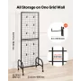 VEVOR Grid Wall Panel, 600 x 1640 mm Wire Grid Panels Display Rack, Movable Art Display Shelf with Wheels and 10 Hooks, Black Ca