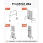 Grid Wall Panel, 600 x 1640 mm Wire Grid Panels Display Rack, Movable Art Display Shelf with Wheels and 10 Hooks, Black Carbon S