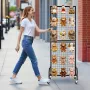 Grid Wall Panel, 600 x 1640 mm Wire Grid Panels Display Rack, Movable Art Display Shelf with Wheels and 10 Hooks, Black Carbon S