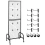 Grid Wall Panel, 600 x 1640 mm Wire Grid Panels Display Rack, Movable Art Display Shelf with Wheels and 10 Hooks, Black Carbon S