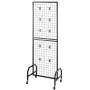 Grid Wall Panel, 600 x 1640 mm Wire Grid Panels Display Rack, Movable Art Display Shelf with Wheels and 10 Hooks, Black Carbon S