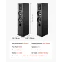 VEVOR Passive Floorstanding Speakers Pair, 3-Way, Floor-Standing Tower Speakers, 19.05 mm&25.4 mm Tweeter, Dual 133.35 mm Woofer