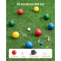Bocce Ball Set, 90 mm, with 8 Resin Balls, Pallino, Carrying Bag and Measuring Rope, Red/Green/Blue/Yellow 4 Colors, for 2 to 8 