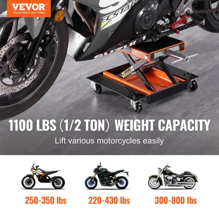 Motorcykel lift ATV saks Jack Dolly 1100 lbs bred dæk og