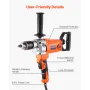 VEVOR Drill Mixer, 15.89mm Corded Electric Drill Mixer Set, 0-750RPM 3A Mixing Drills, Mixing Drills Machine with D-Handle for D