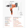 VEVOR Drill Mixer, 15.89mm Corded Electric Drill Mixer Set, 0-750RPM 3A Mixing Drills, Mixing Drills Machine with D-Handle for D