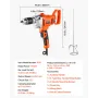 VEVOR Drill Mixer, 12.7mm Corded Electric Drill Mixer Set, 0-850RPM 3.2A Mixing Drills, Mixing Drills Machine with D-Handle for 