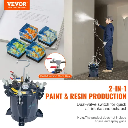 Spray Paint Pressure Pot Tank, 10L/2.5gal Air Paint Pressure Pot, Metal Rack & Leak Repair Sealant for Industry Home Decor Archi