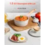 VEVOR 1,5 QT gryde, nonstick-gryde med hærdet glaslåg, multifunktions-sovsegryde med aftageligt håndtag, sauce P