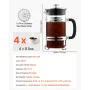 French Press Coffee Maker, 1 Liter Borosilicate Glass Coffee Press Tea Maker with Stainless Steel Filter, Large Glass French Pre