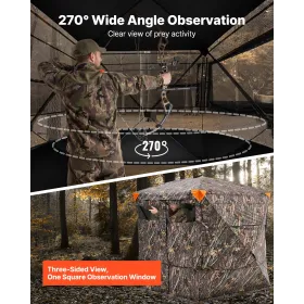 VEVOR Jagtgardin, 4-5 personers persienner med gennemsigtighed på jorden med bæretaske, 270 graders bærbart camouflagetelt,