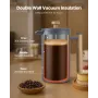 VEVOR French Press kaffemaskine, 1 liter rustfrit stål kaffepresse temaskine med filter, stor dobbeltvæg isoleret fransk