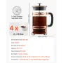 French Press kaffemaskine, 1 liter borosilikatglas kaffepresse