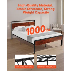 Queen Size Sengeramme, 35 cm Sort Metal Platform Sengeramme med