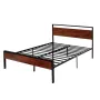 VEVOR Queen Size Bed Frame, 35 cm Black Metal Platform Bed Frame with Retro Brown Wooden Headboard and Footboard, Large Under-Be
