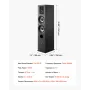 VEVOR Passive Floorstanding Speaker, 3-Way, Floor-Standing Tower Speaker with 19.05 mm&25.4 mm Tweeter, Dual 133.35 mm Woofers, 