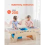 VEVOR Kids Vendbart aktivitetsbord i træ, Multi-Purpose aktivitetslegebord med 200 byggeklodser og 3 opbevaringsspande til børn