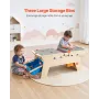 VEVOR Kids Reversible Wooden Activity Table, Multi-Purpose Activity Play Table with 200 Building Bricks & 3 Storage Bins for Kid