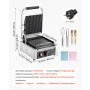VEVOR Commercial Panini Grill, 1800W Electric Sandwich Panini Maker, Stainless Steel Sandwichs Press Grill with Handle and Temp 