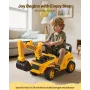 VEVOR Ride On Toddler Car, Push Car for Toddler 19 to 36 Months, Excavator Digger Toy with Helmet & Music, 25 kg Load Capacity, 