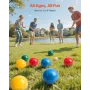 VEVOR Bocce Ball Set, 100 mm, with 8 Resin Balls, Pallino, Carrying Bag and Measuring Rope, Red/Green/Blue/Yellow 4 Colors, for 