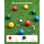 VEVOR Bocce Ball Set, 100 mm, with 8 Resin Balls, Pallino, Carrying Bag and Measuring Rope, Red/Green/Blue/Yellow 4 Colors, for 