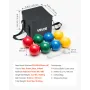 Bocce Ball Set, 100 mm, with 8 Resin Balls, Pallino, Carrying Bag and Measuring Rope, Red/Green/Blue/Yellow 4 Colors, for 2 to 8