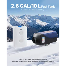 VEVOR Diesel Heater, 12-24V 5-8KW Portable Diesel Air Heater with Remote Control and LCD Screen, Fast Heating Low Noise, 10 L La