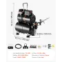 VEVOR Airbrush Kit, 1/6 HP, Air Brush Kit med luftkompressor og tank, 1 Dual-Action Professional Airbrush med 1 spids, slange,