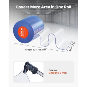Strip Curtain PVC Door Curtain 50' x 8" Roll Cooler Freezer Clear Plastic