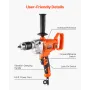 VEVOR Drill Mixer, 15.89mm Corded Electric Drill Mixer Set, 0-850RPM 3.2A Mixing Drills, Mixing Drills Machine with D-Handle for