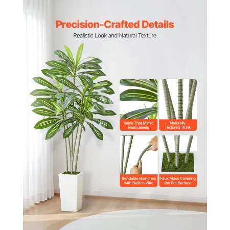kunstigt Dracaena træ 1829 mm, falske palme tropiske planter