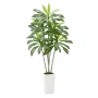 VEVOR Artificial Dracaena Tree 1829 mm, Fake Palm Tropical Plants with White Tall Planter, Faux Floor Silk Plant in Pot, Large T