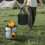 Camping Rocket Stove, Wood Burning Portable Rocket Stove with Carrying Bag for Backpacking, Stainless Steel, Single Door, Burn W