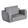 VEVOR 2-in-1 Kids Sofa, Foldable Toddler Soft Couch with Armrests, Made of 28D Sponge & Short Pile, Convertible Toddler Chair to