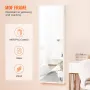 Mirror Jewelry Cabinet, 42.52-Inch Tall Lockable Jewelry Cabinet Armoire with Full-Length Mirror, Wall or Door Mounted Jewelry M