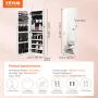 Mirror Jewelry Cabinet, 42.52-Inch Tall Lockable Jewelry Cabinet Armoire with Full-Length Mirror, Wall or Door Mounted Jewelry M