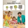 Button Maker Machine, 58 mm / 75 mm 2-in-1, Plastic Pin Maker with 200 pcs Button Parts, Circle Cutter and Magic Book, Reinforce