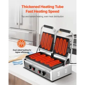 VEVOR Commercial Panini Grill, 3600W Electric Sandwich Panini Maker, Stainless Steel Double Sandwich Press, Panini Grill Temp Co