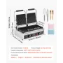 VEVOR Kommerciel Panini Grill, 3600 W elektrisk Sandwich Panini Maker, Rustfrit stål Dobbelt Sandwich Press, Panini Grill Temp