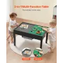 Kids Wooden Activity Table, Building Blocks Double-Sided Tabletop, Multi-Purpose Activity Play Table with 2 Storage Bins for Kid