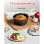 1,5 QT gryde, nonstick-gryde med hærdet glaslåg