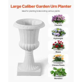 Plast Urne Plantekasser, 25 x 42 cm, 2 Pakke Hvide Klassiske