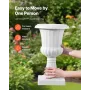 VEVOR Plastic Urn Planters, 25 x 42 cm, 2 Pack White Classic Flower Pots Front Porch Planters, Indoor & Outdoor Vase for Wedding