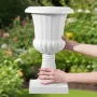 Plastic Urn Planters, 25 x 42 cm, 2 Pack White Classic Flower Pots Front Porch Planters, Indoor & Outdoor Vase for Wedding, Part