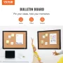 Cork Board, 36x24 inches Bulletin Board with MDF Sticker Frame, Vision Board Includes 10 Pushpins, for Display and Decoration in