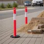 6 Pack Traffic Delineator Posts, 1140 mm Traffic Safety Cones with Weighted Base and Reflective Strips, Heavy Duty Delineator Po