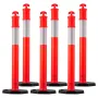 6 Pack Traffic Delineator Posts, 1140 mm Traffic Safety Cones with Weighted Base and Reflective Strips, Heavy Duty Delineator Po